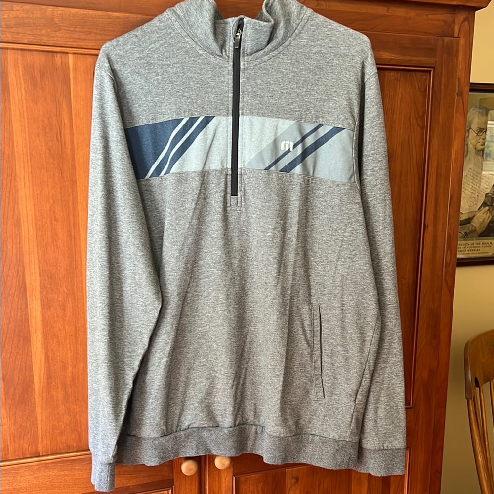 Travis Mathew Gray Zip Up Sweater with Athletic Style